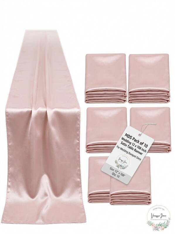 MDS Pack of 10 Wedding 12 x 108 Inch Satin Table Runner for Wedding Banquet Deco