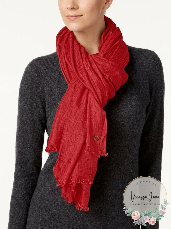 Calvin Klein Oversized 100% Cashmere Modal Scarf & Wrap in One, OneSize/Red
