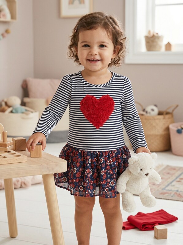 Kids Headquarters Little Girls  Rosette Heart Top, Size 6X