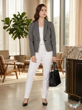 Le Suit Shawl-Lapel Printed-Jacket Pant Suit Set, Size 6
