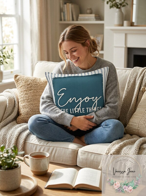 Lacourte Enjoy the Little Things Pillow – 20X20 Teal