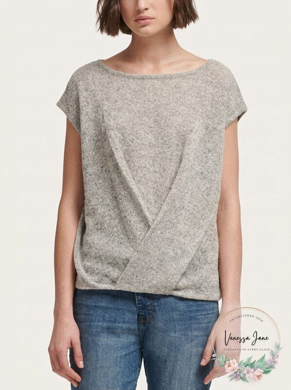 DKNY Heather Gray Drape-Front Sweater Size Medium