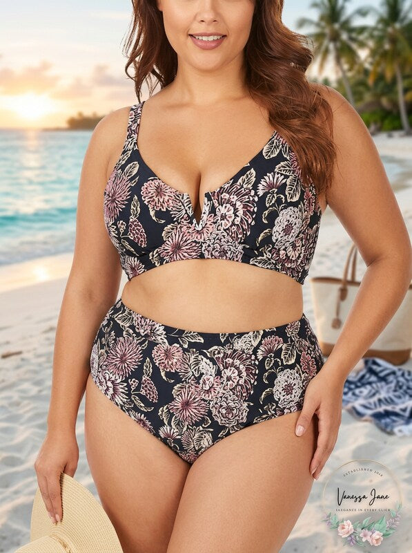 Raisins Curve Trendy Wild Romance Printed Byron V-Wire Bikini-16W