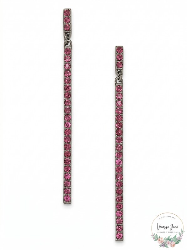 International Concepts Hematite-Tone Pave Stick Linear Drop Earrings