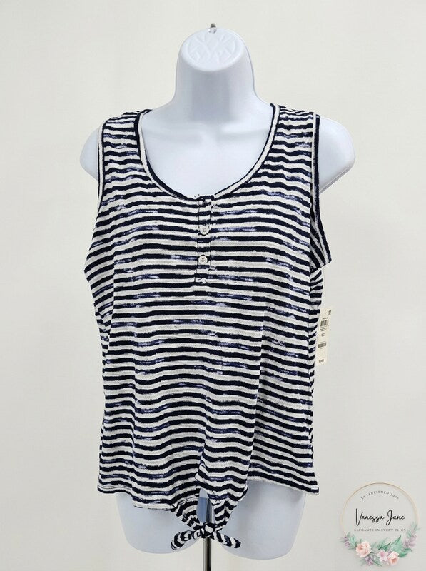 Style & Co Striped Button-Down Tank Top , Size Petite Large