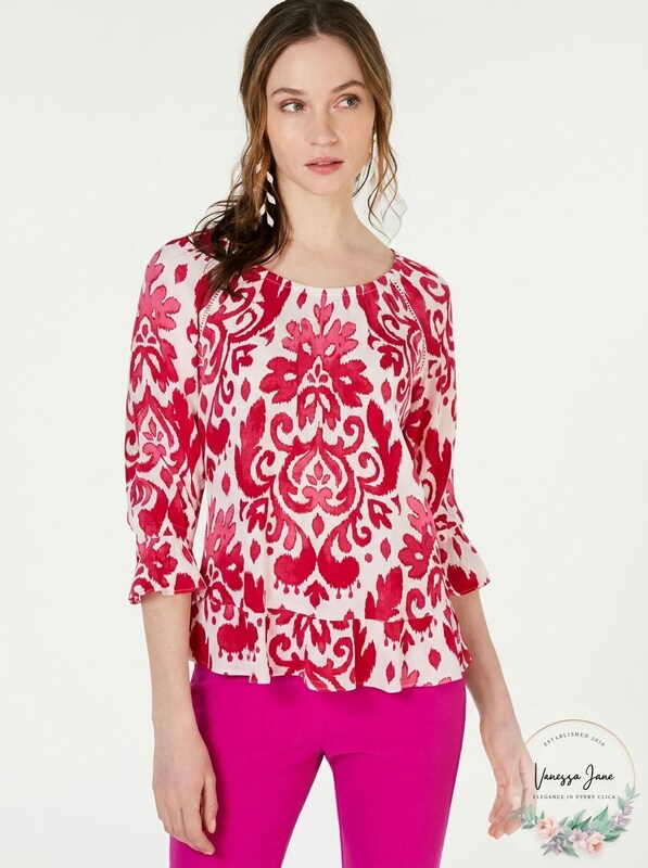 INC Womens Ladder Stitch Printed Blouse, Size Small