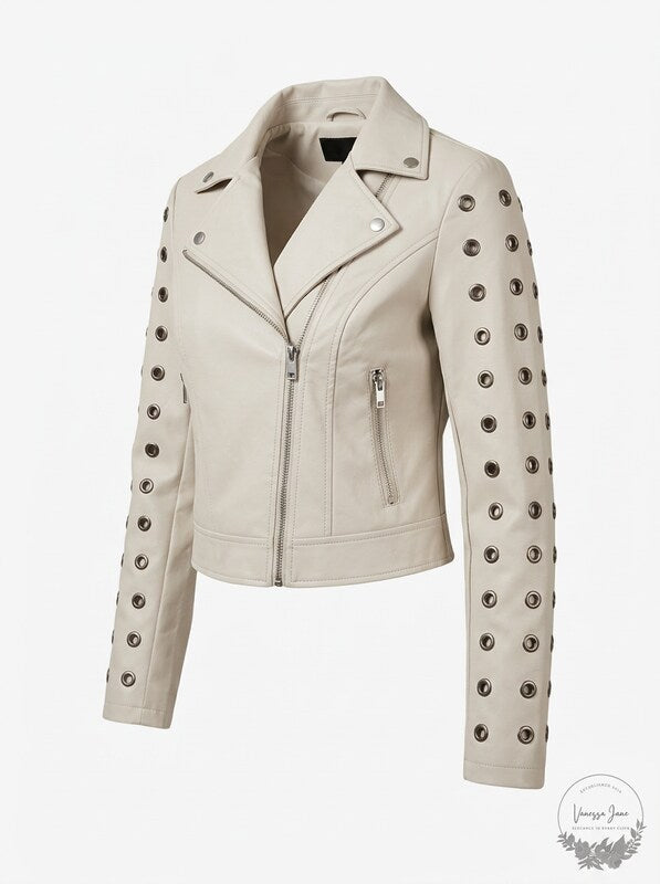 INC International Concepts Studded Faux-Leather Moto Jacket,Medium