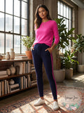 AQUA Cashmere Ribbed Pull On Joggers Active Wear Pants Peacoat Pink M