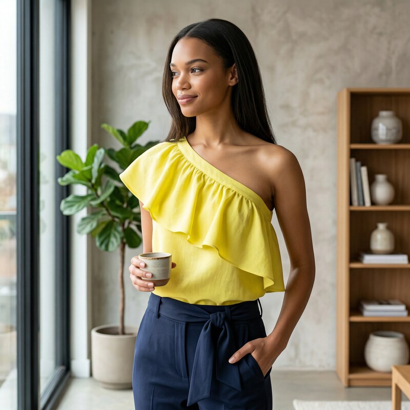 Milly Women's One Shoulder Top, Yellow, Size Small