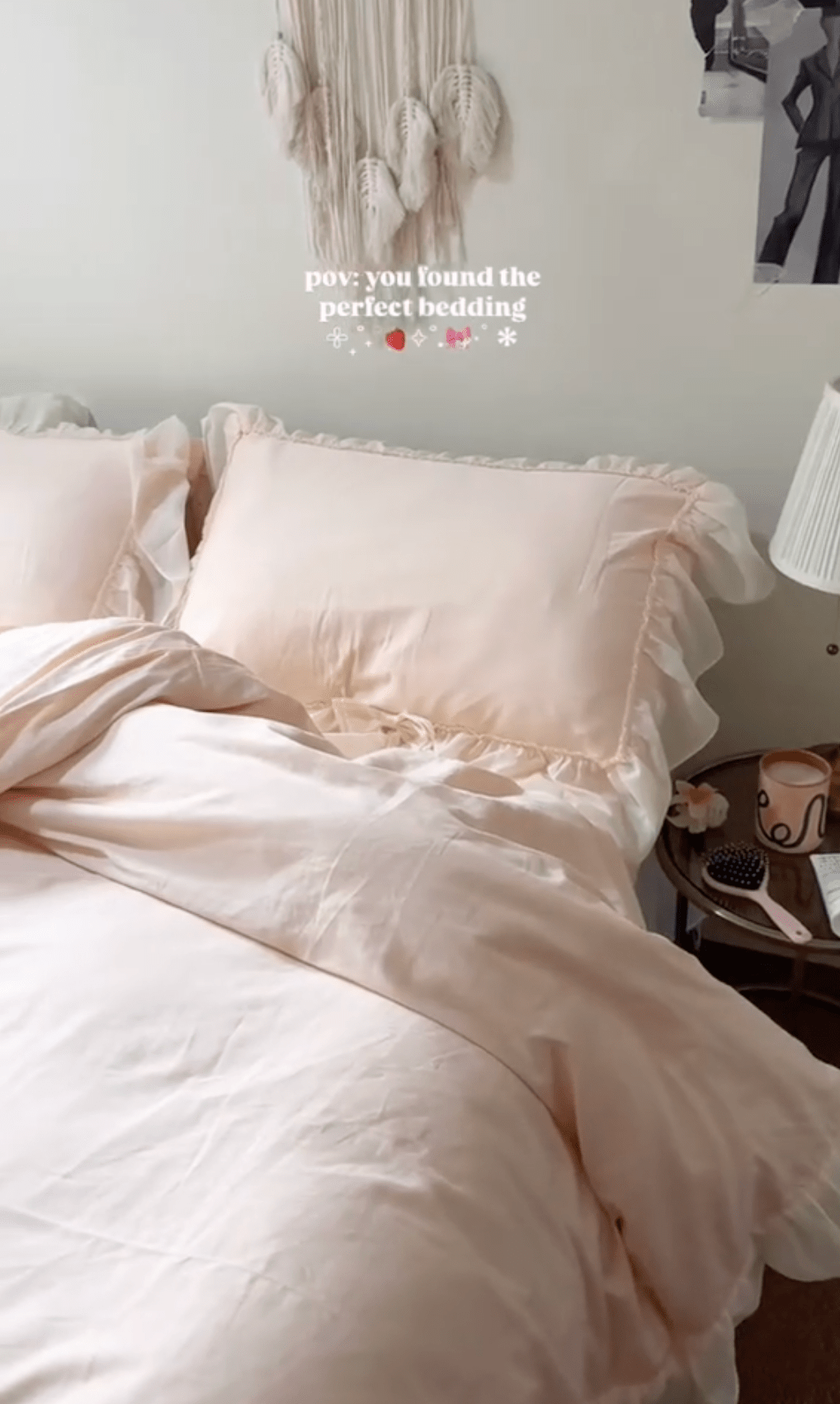 Ribbon Bow Airy Lace Bedding Set / Cream White
