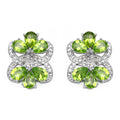 8.77 Carat Genuine Peridot & White Topaz .925 Sterling Silver Earrings