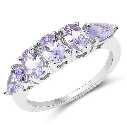 2.33 Carat Genuine Tanzanite .925 Sterling Silver Ring