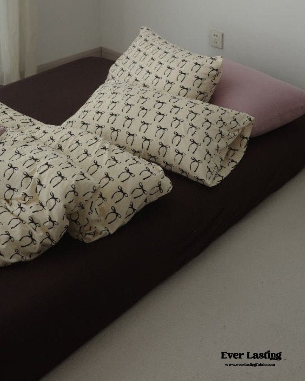 Rosemary Vintage Brown Bow Bedding Set