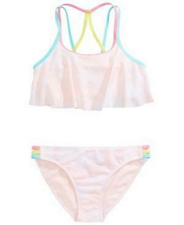 Ideology Big Girls 2-Pc. Pastel Flounce Swimsuit,Size XL(16)
