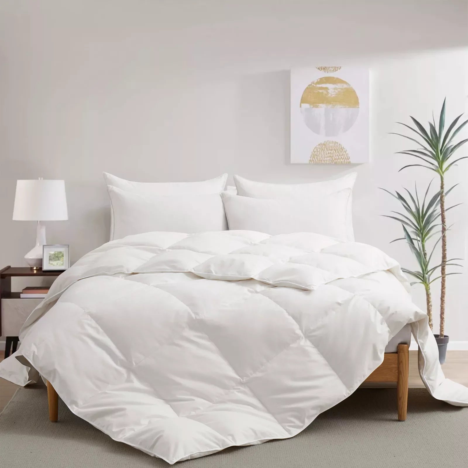 Unikome Oversize Lightweight White Down Blanket with Satin Trim, Full - White
