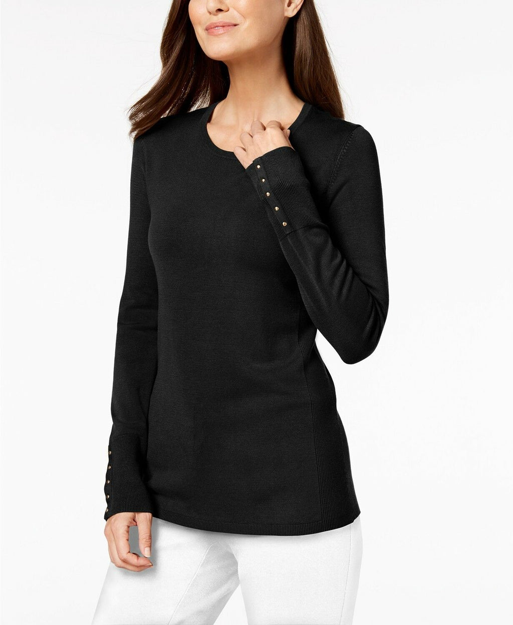JM Collection Women's Studded-Cuff Sweater