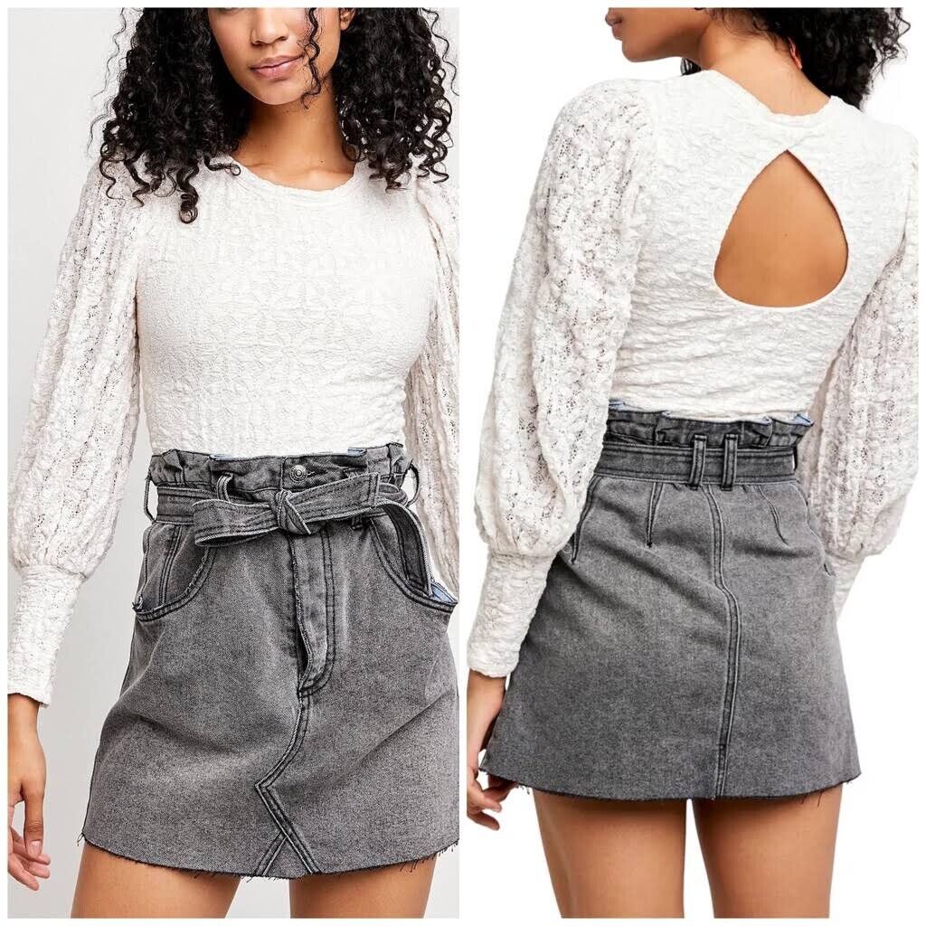 Free People Women’s Tea Time Cropped Top – Jasmine – Size XS