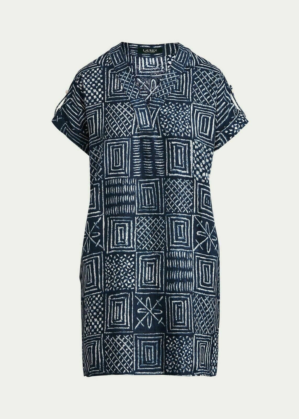 Lauren Ralph Lauren Linen Geometric Shift Dress Dark, Size 6