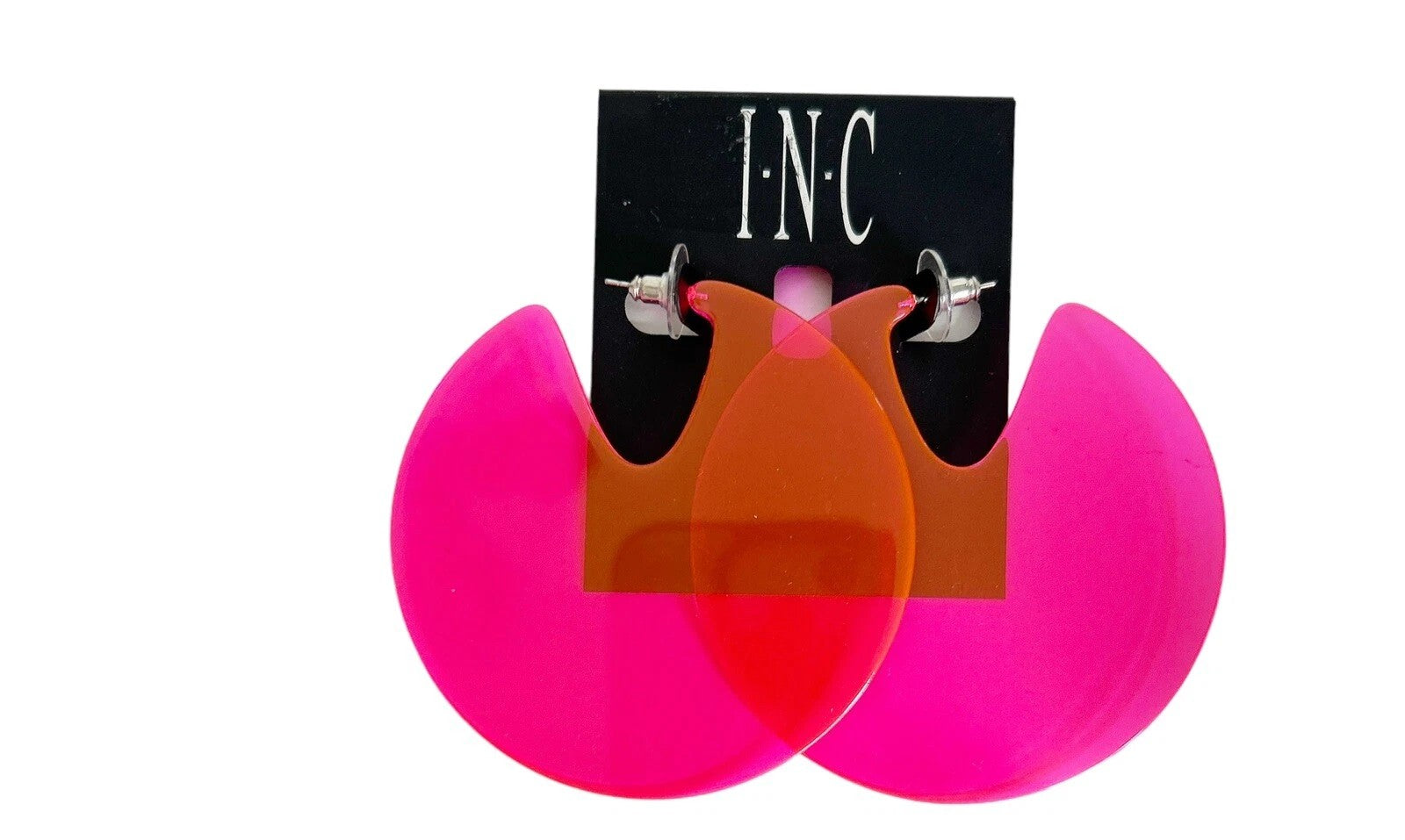 Inc Silver-Tone and Pink Circle Hoop Earrings