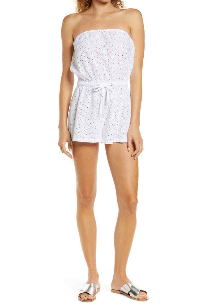 Roxy Juniors Angels Song Cotton Cover-Up Romper, Size Medium