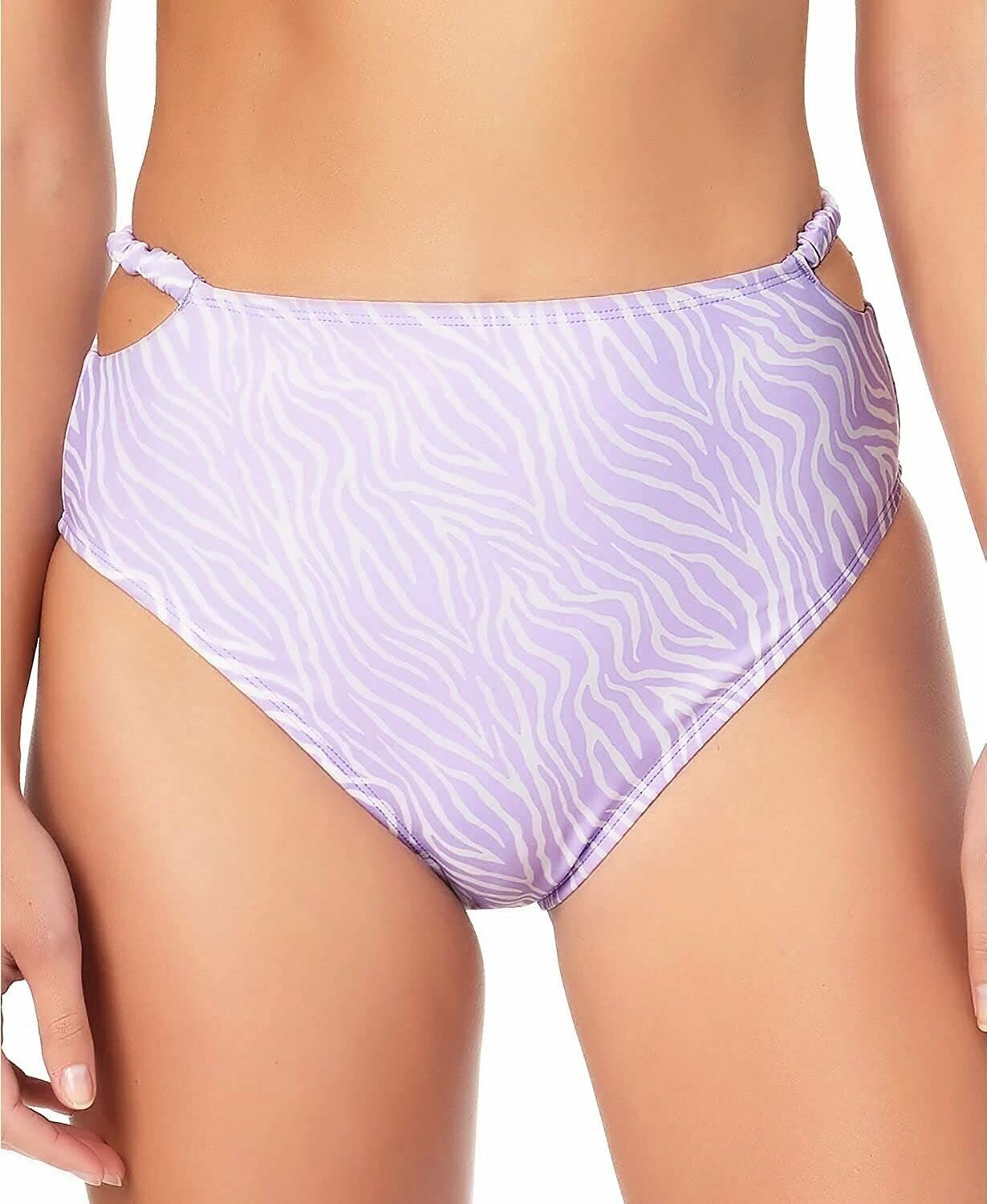 California Waves Juniors Smocked High-Waist Bikini Swim Bottom, Size Medium