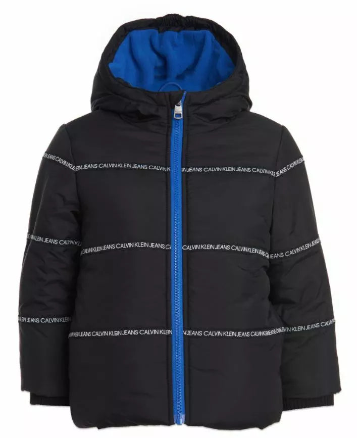 Calvin Klein Toddler Boys Hooded Logo-Tape Bubble Jacket,2T