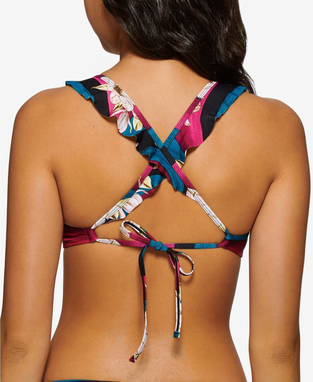 Hula Honey High Neck Floral Print Sweet Bloom Juniors Bikini Top