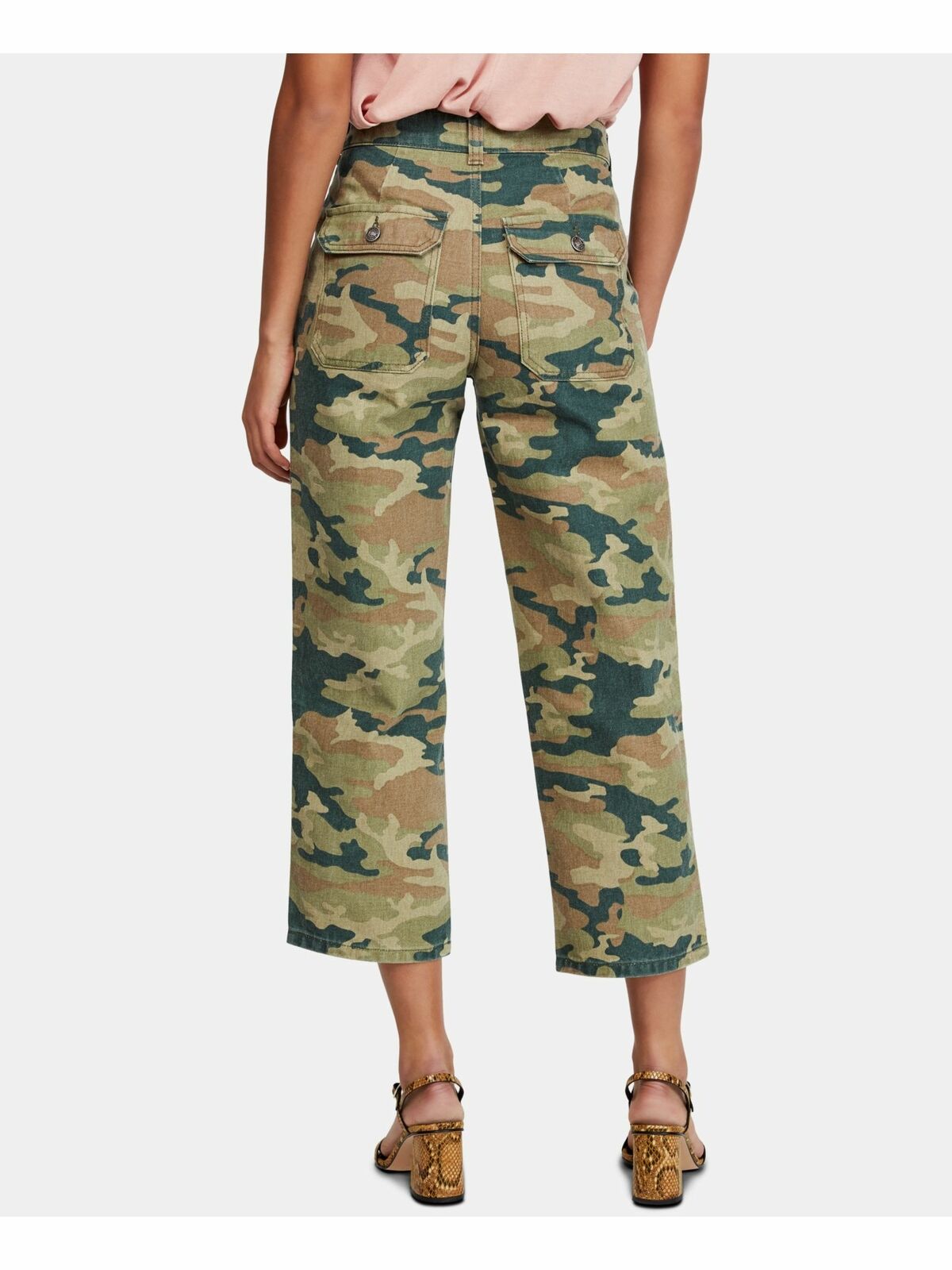 Free People Women's Green Camouflage Jeans