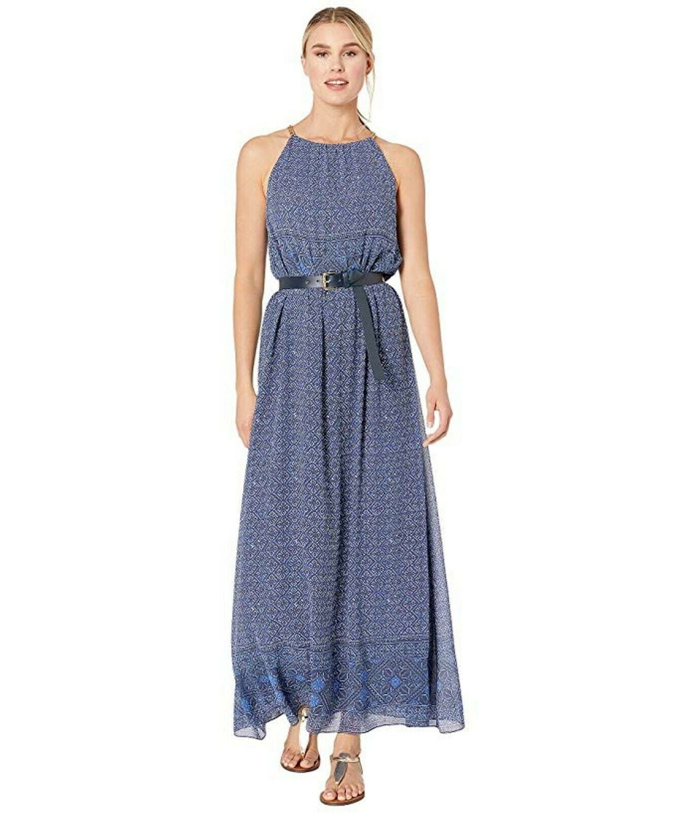 MICHAEL Michael Kors Womens Plus Printed Chain Maxi Dress