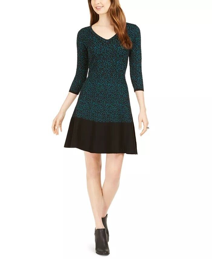 Taylor Animal-Print Sweater Dress, Size 1X