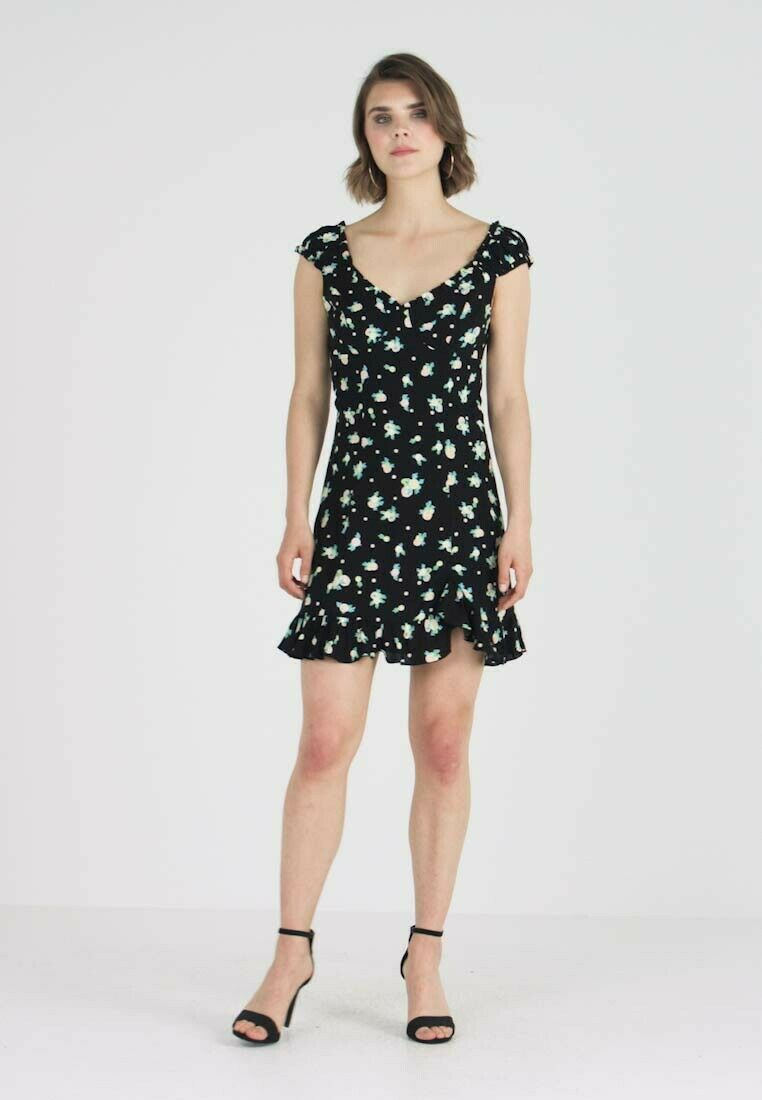 Free People Womens Like A Lady Sleeveless Printed Mini Dress, Black, Size Small