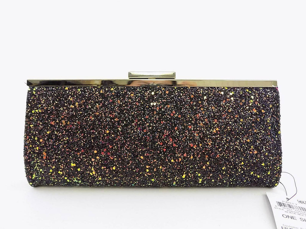 INC International Concepts Carolyn Cake Glitter Clutch Bag, Charcoal