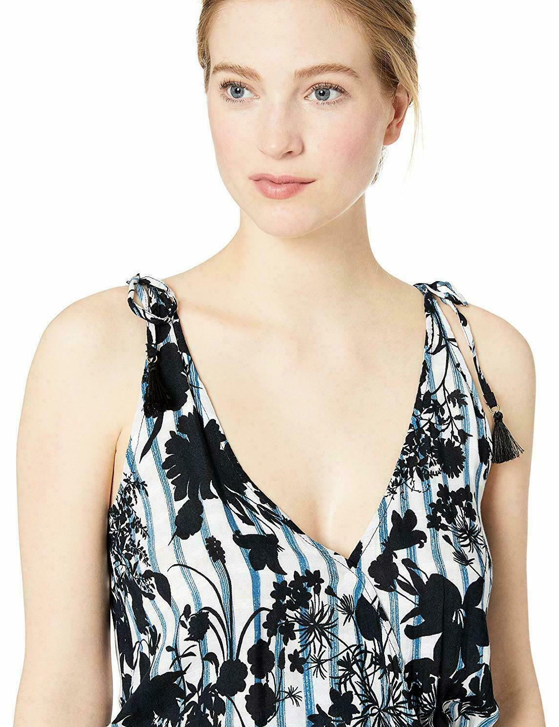 Lucky Brand Womens on the Grid Printed Cover-Up Romper, Size Medium