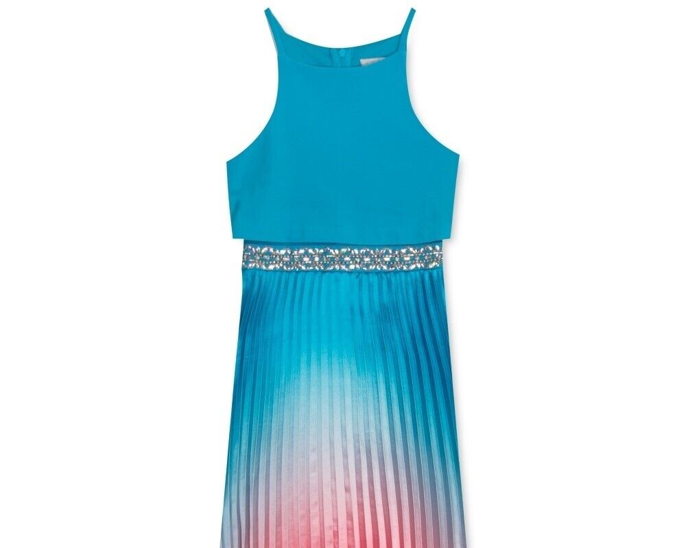 Rare Editions  Girls Ombre Pleated Charmeuse Dress