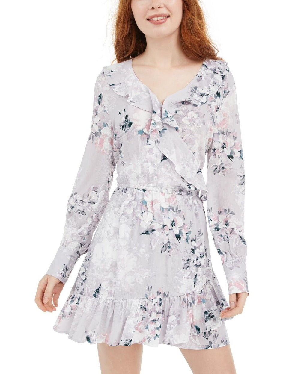 American Rag Juniors Printed Ruffle-Trimmed Wrap Dress