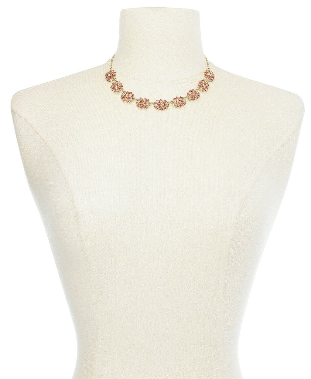 Inc Rose Gold-Tone Multi-Stone Cluster Statement Necklace