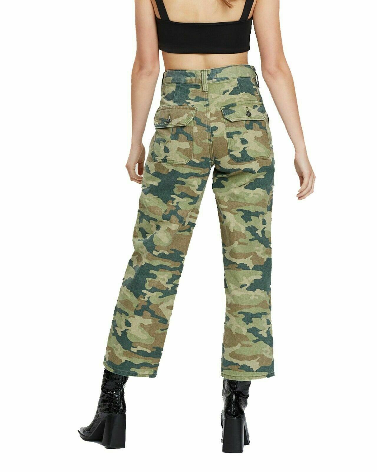 Free People Women's Green Camouflage Jeans
