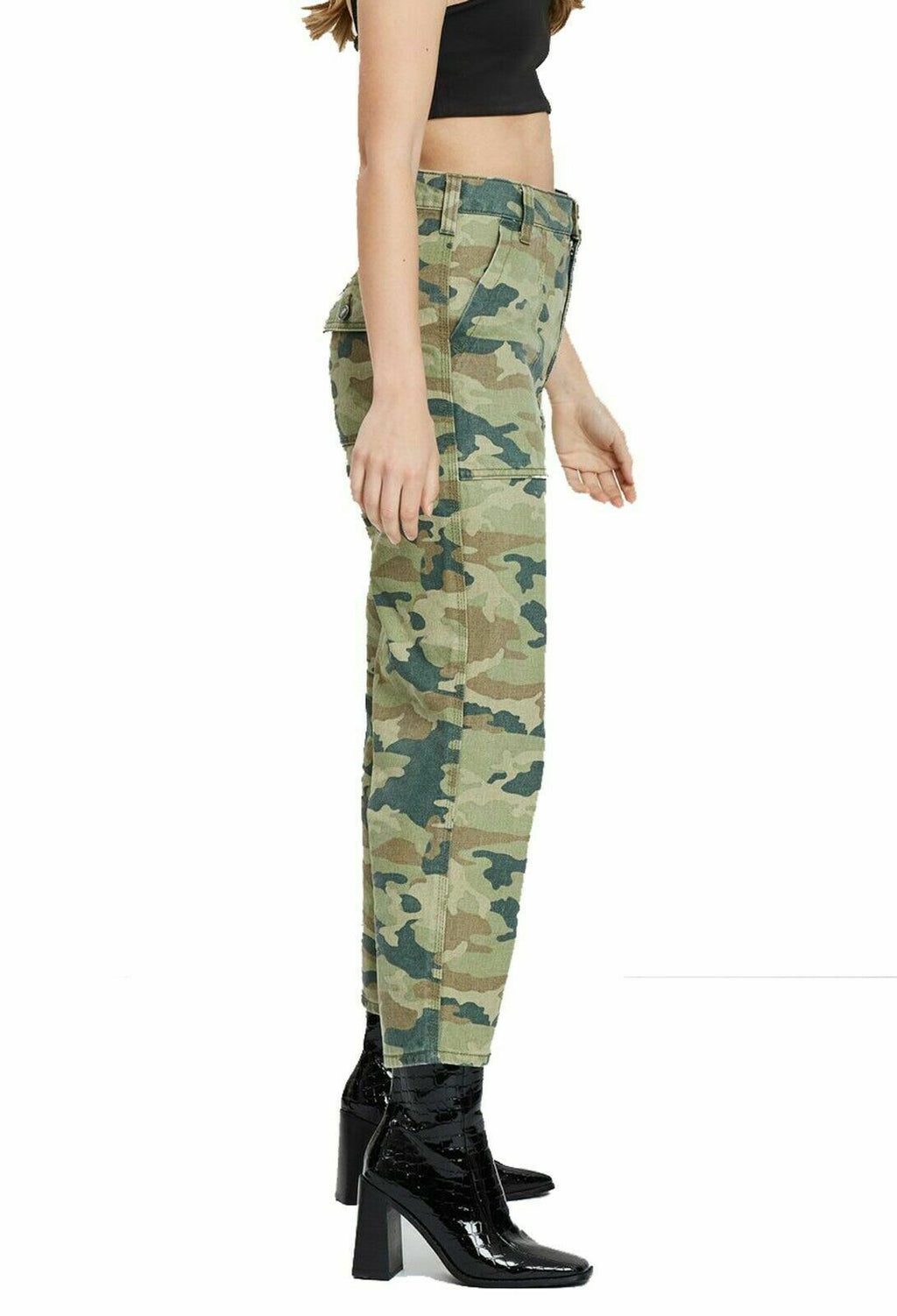 Free People Women's Green Camouflage Jeans