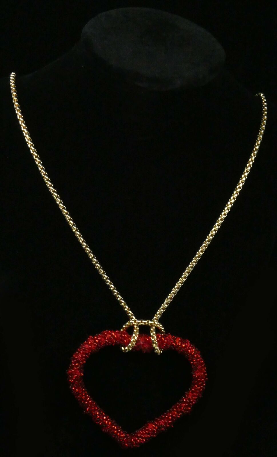Inc Gold-Tone Beaded Heart Pendant Necklace