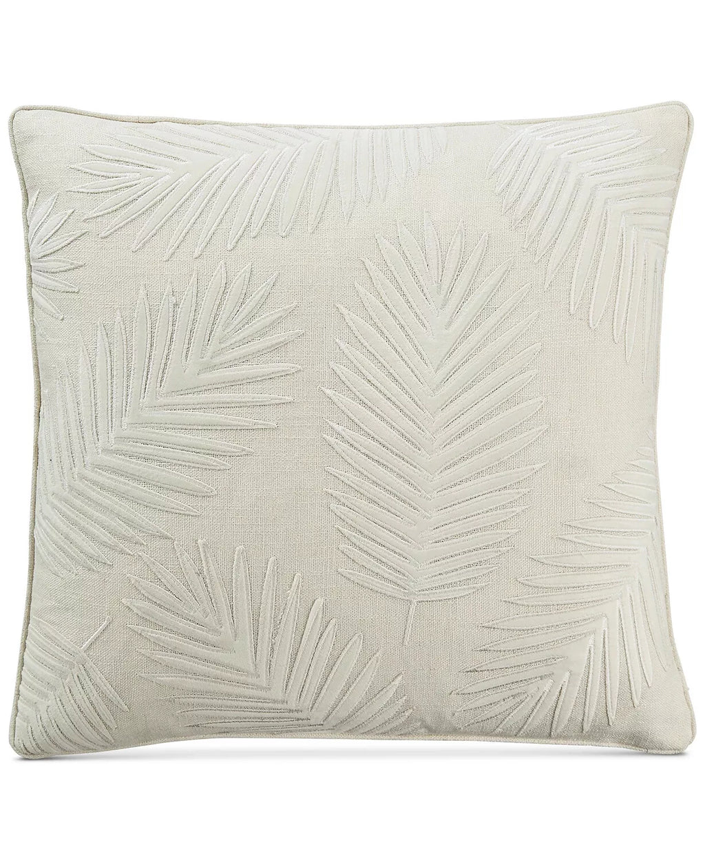 Lacourte Palm Leaf Velvet Applique 20 x 20 Decorative Pillow – White