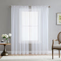 HLC.ME 2 Piece Sheer Voile Window Curtains Drapes Set with Rod Pocket