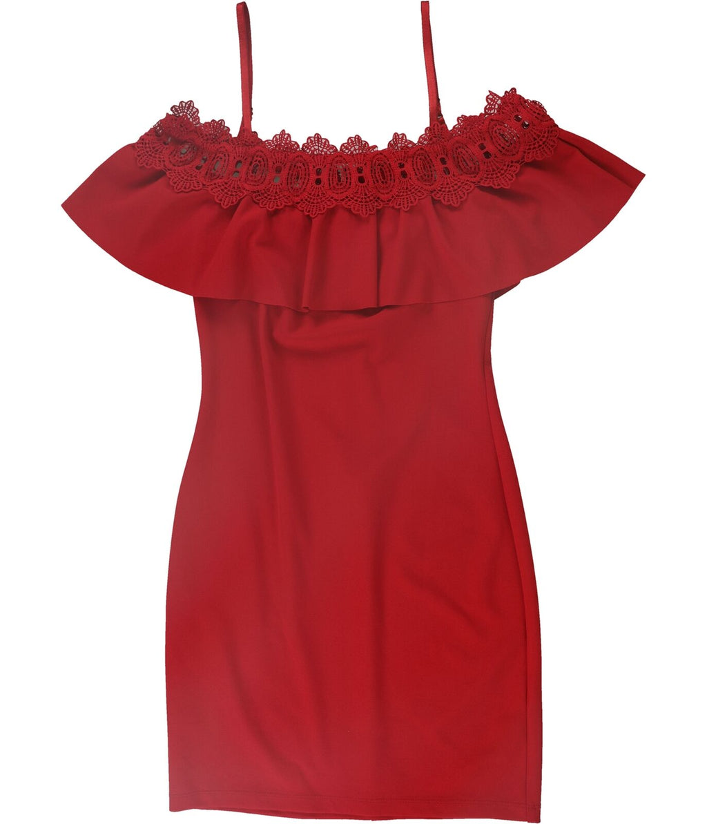 Bcx Juniors Lace-Trim Off-the-Shoulder Dress, Size 3