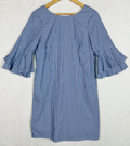 Nine West Scoop Neck V Back Ruffle Bell Sleeve Dress, Size 6