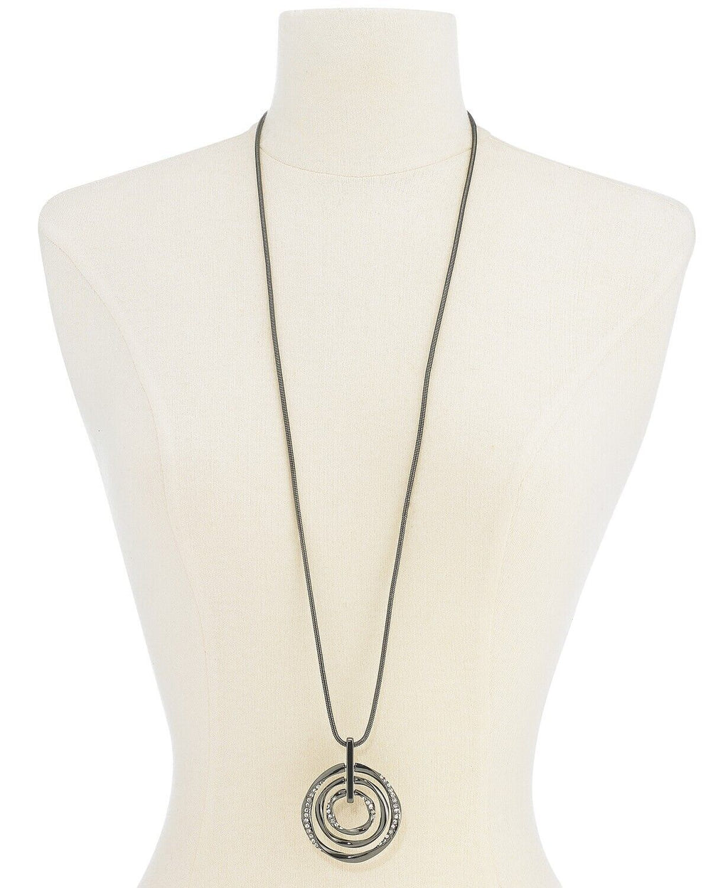 Alfani Hematite-Tone Pave Multi-Circle Pendant Necklace