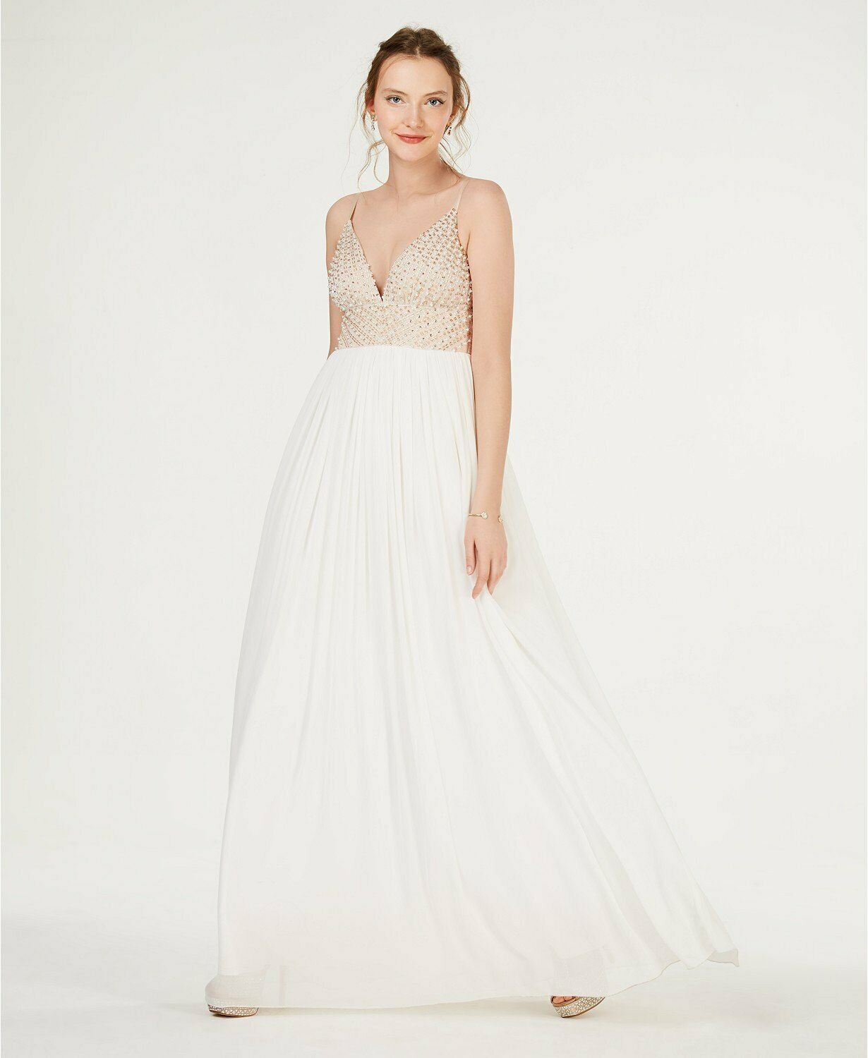 Speechless Juniors Embellished Tulle-Underlay Gown, Size 11