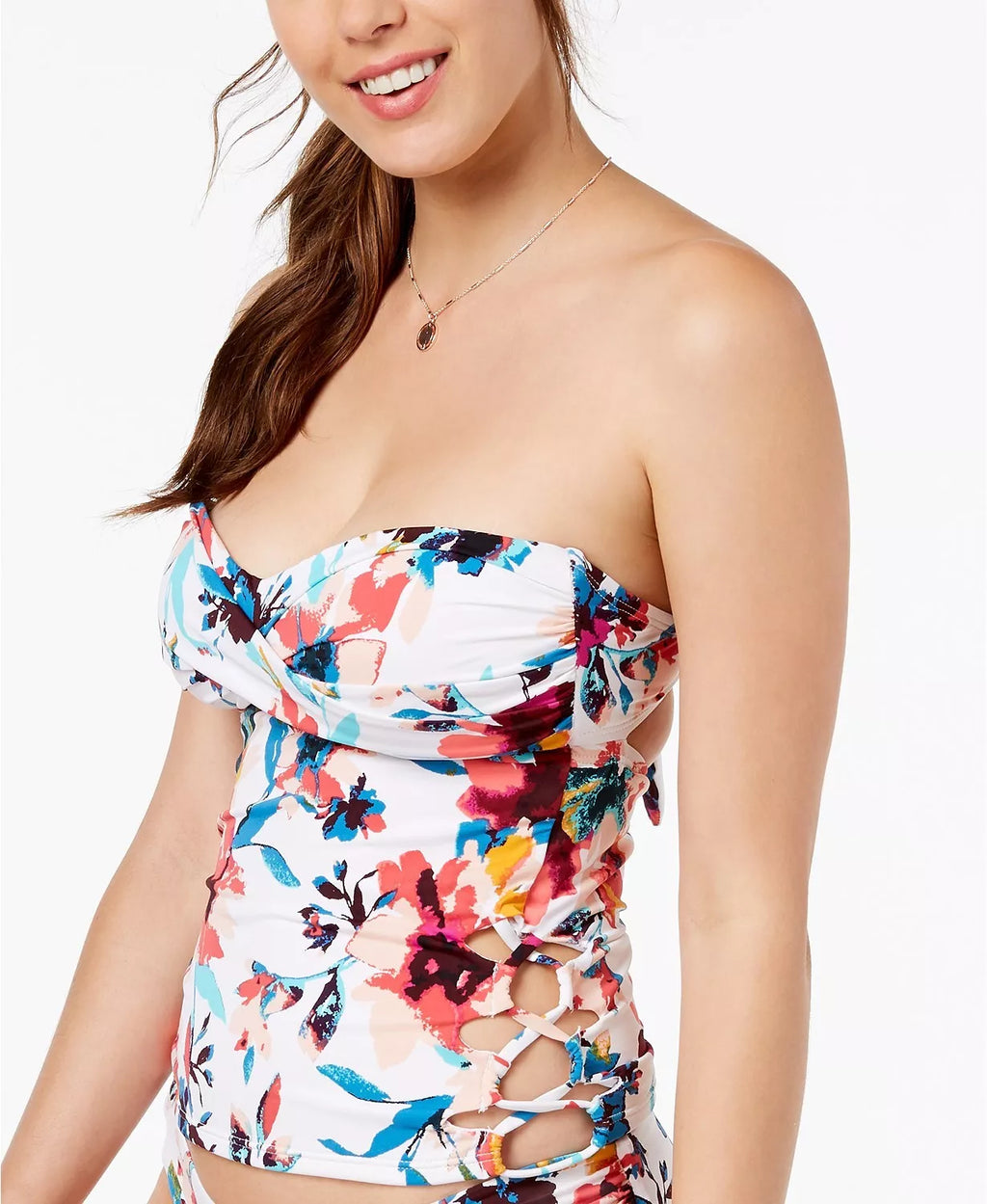 Bar III Floral-Print Bandeau Top