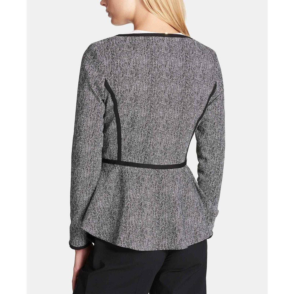 DKNY Petite Collarless Zip-Front Peplum Jacket