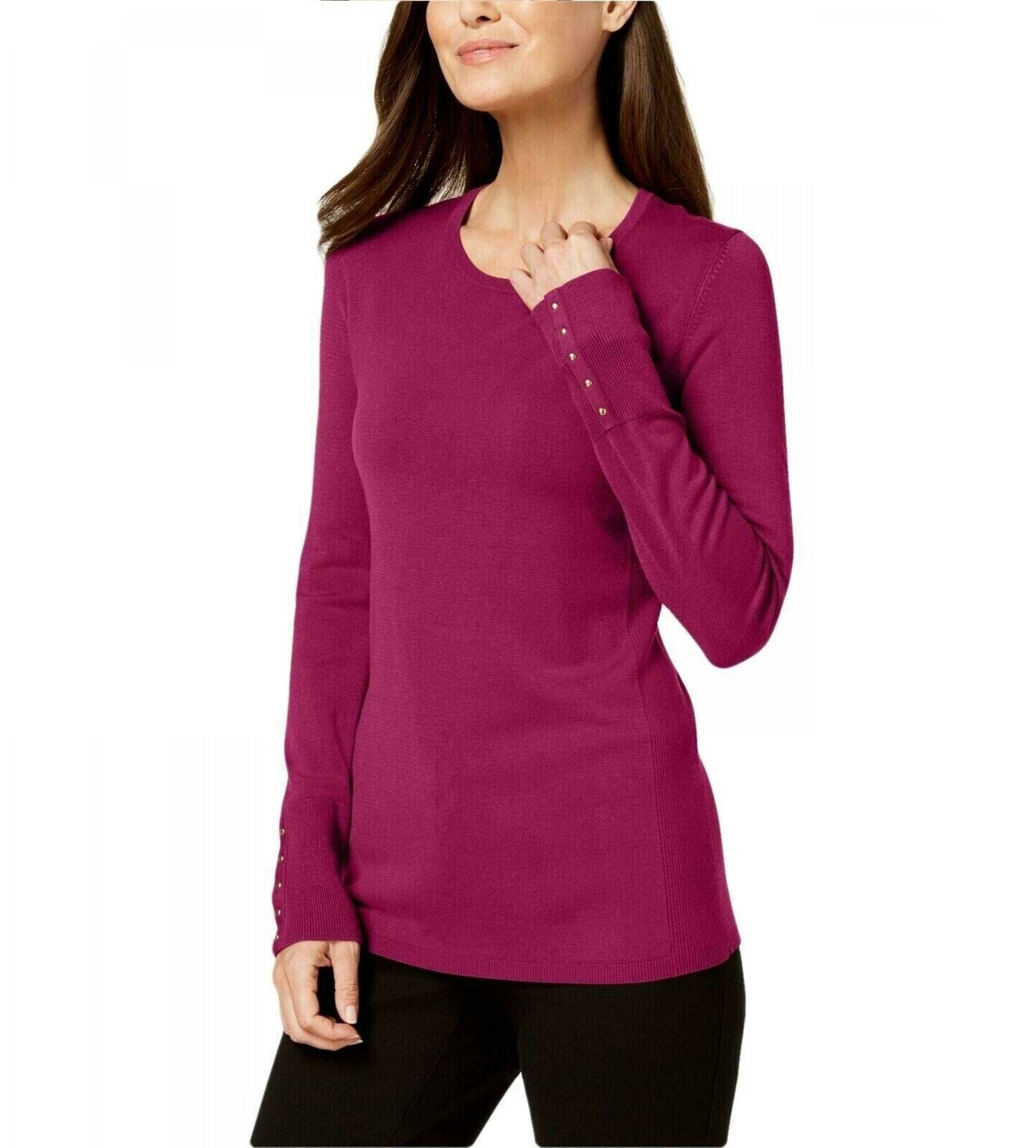 JM Collection Women's Studded-Cuff Sweater