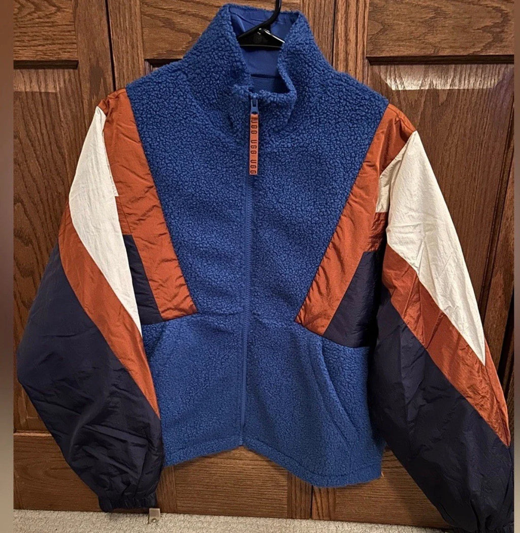 UGG Womens Kieren UGGfluff / Nylon Jacket Fleece/Nylon in Night Sky/Hardwood, Size M