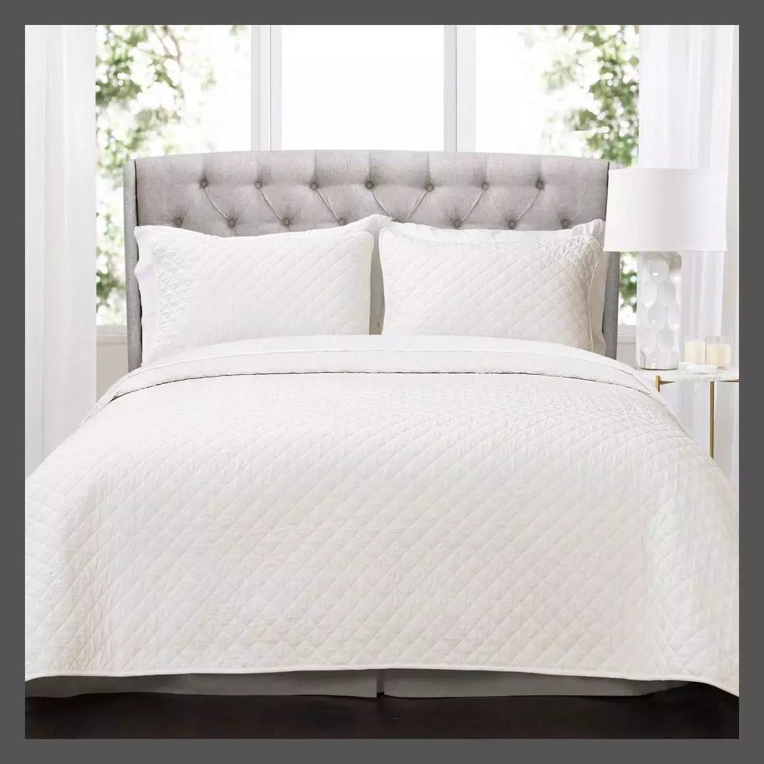Lush Decor Ava Diamond Oversized Cotton 3 Piece Quilt Set, Size Full/Queen